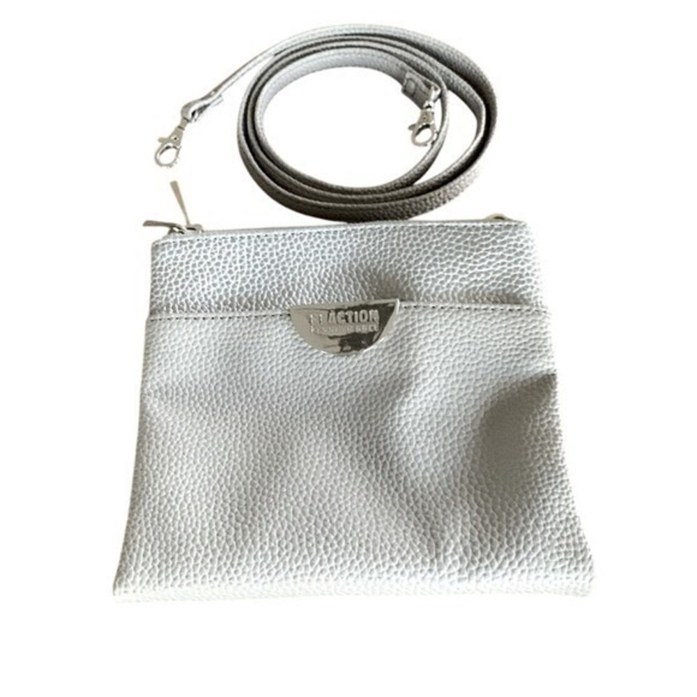 Reaction‎ Kenneth Cole Faux Leather Crossbody/Shoulder Bag Gray Silver Hardware